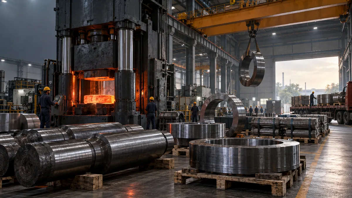 Heavy forging facility in Punjab with shafts and rings prepared for dispatch